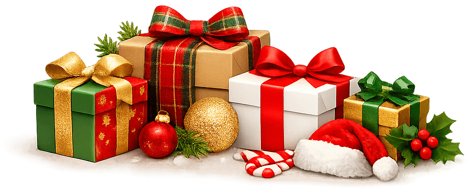 Wrapped Christmas gifts